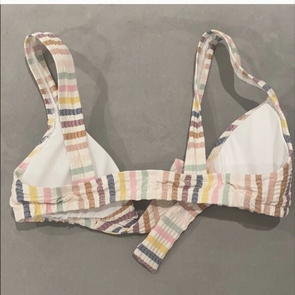 Madewell Seersucker Striped Bikini Top Tie Front XXS NWOT - Picture 5 of 8